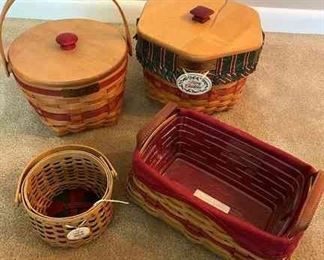 Longaberger Christmas Baskets Of Various Sizes