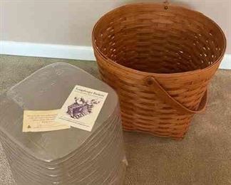 Longaberger Round Basket and Traditions Collection Baskets with Liners