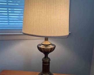 Pair of Antique brass and glass lamp