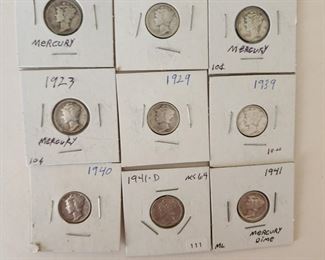 Silver Mercury Dimes 