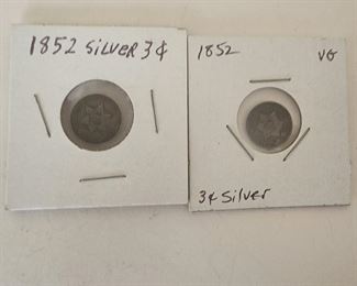 1852 Silver 3 Cent Piece 