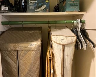 Irons, clothing storage bags 