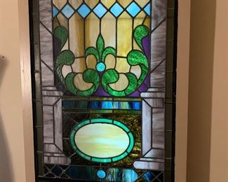 Lighted stained glass window in a box