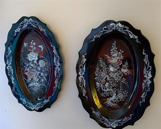 Mother of pearl inlaid lacquer plaques