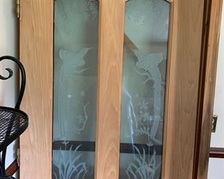 Unfinished door with frosted glass panels