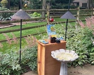 Bird Lovers Paradise, Shepherds Hooks, Bird Houses, Bird Bath composite Material, Bird Books, Samsung Binoculars, Vintage Binoculars