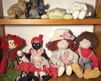 Christmas Rag Doll, Vintage Folk Art African American Rag Doll, Boyds Bear, Gantz, Embroidered Weighted Frog