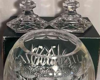 Galway Irish Crystal Wedding Bowl And Candle Stick Holders