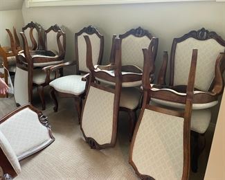 . . . I'm counting 10 formal dining chairs -- like new