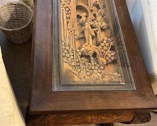 Mid-century Hand Carved Asian end table. 