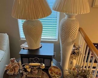 4 custom pottery lamps. They are all similar, but each is one-of-a-kind. 