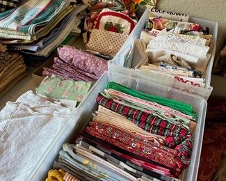 Linens (sheets, towels, napkins, placemats, blankets, comforters, TONS of pillow shams and more! Some vintage