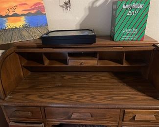 Inside of roll top desk