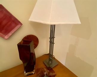 Lamp and purple art glass