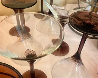 Martini glasses set of 8 purple stem
