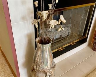 Pottery artist signed by Deborah and ceramic flowers