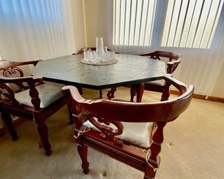 Asian style game table with 4 chairs