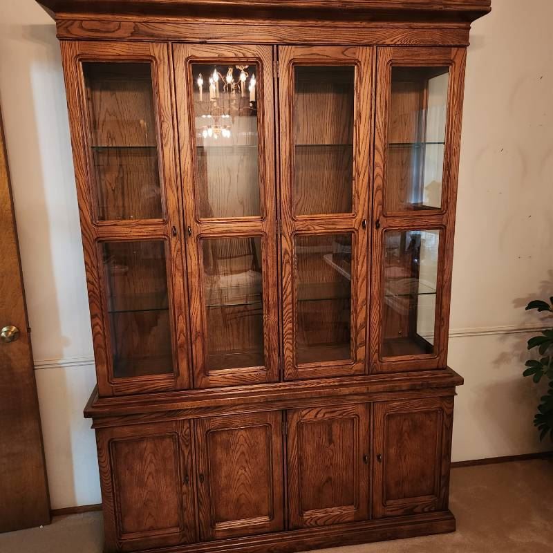 Henredon Artefacts lighted hutch 80 x 57 x 16