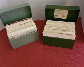 Two 6" wide recipe boxes with collected recipes inside