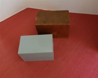 Two 5.5" wide recipe boxes with years of collected recipes