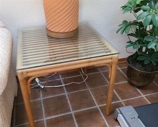 Pair of glass top side tables 23x23x23