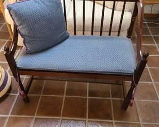 Settee with throw pillow, 38" wide