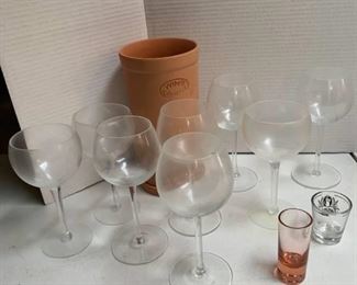 Wine glasses and cooler