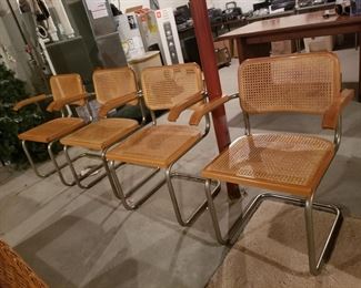 Cane back and seat chairs, set of 4