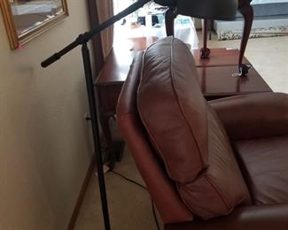 Floor lamp, leather recliner 
