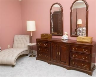 Century Bedroom Set. Chaise and lamp sold.
