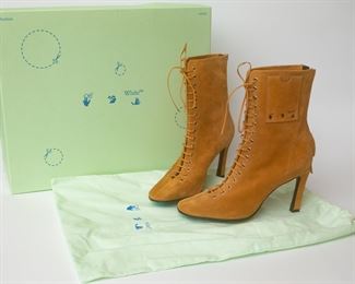 Size 38 Off White Laced Up Ankle Boot