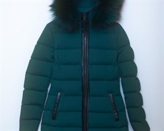 Mackage Kay Lavish Fur Trim Down Coat Small Olive Green / Black Womens