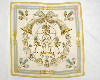 Hermès, "Panache & Fantaisie" silk scarf, designed by Hugo Grygkar in 1958.