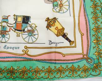 Detail of Bayeaux ‘Voitures de la Belle Epoque’ silk scarf