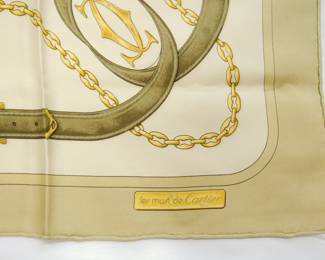 Detail of Cartier ‘Les Must’ equestrian scarf