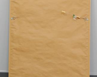 Reverse of the Indo-Persian Mughal style oil painting on fabric depicting Radha and Krishna