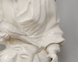 Detail on the pair of c. 1973 Chapman chinoiserie blanc de chine lamps