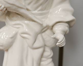 Detail on the pair of c. 1973 Chapman chinoiserie blanc de chine lamps