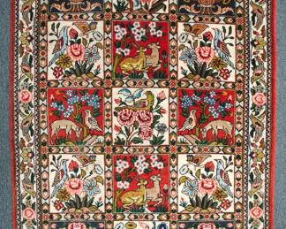 Authentic Persian rug, Bakhtiari garden pattern with animals, 41" by 63"