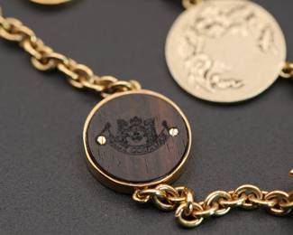 Detail on long vintage Juicy Couture charm necklace