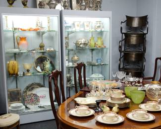 This estate has many many beautiful things including Waterford, Lalique, vintage silverplate, Dining table and chairs, gorgeous art work, Persian rugs and so much more!