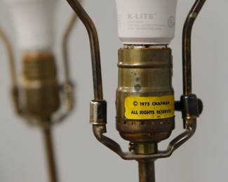 Detail on the pair of c. 1973 Chapman chinoiserie blanc de chine lamps