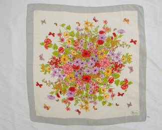 Gucci ivory floral print silk scarf