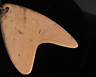  Reverse of signed mid century Audrey & Robert Engstrom enamel on copper pendant