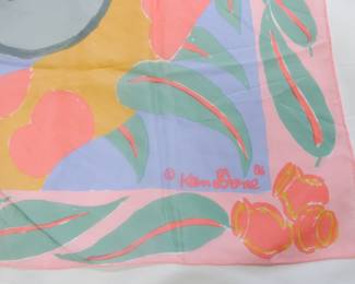 Detail of 1986 Ken Done 'Koala Bear & Cub' silk scarf, made in Japan