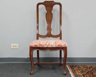 One of the side chairs with the Drexel dining table with two leaves and six dining chairs