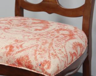 Detail on the dining chair with the Drexel dining table with two leaves and six dining chairs