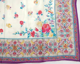 Detail on the vintage silk scarf