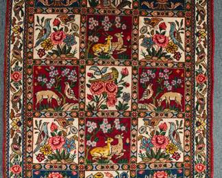 Another authentic Persian rug, Bakhtiari garden pattern with animals, 41" by 63"