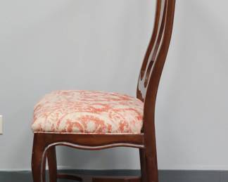 Side view of the dining chair with the Drexel dining table with two leaves and six dining chairs